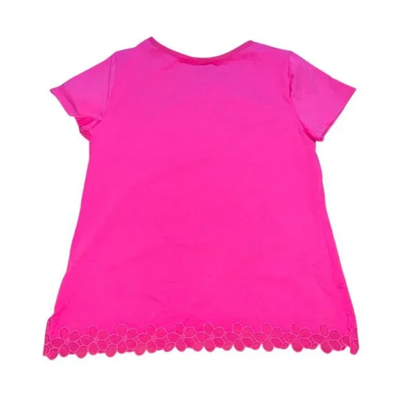 Christopher & Banks Scalloped Floral Bottom Shirt-Pink-Size M-GUC - Picture 5 of 5